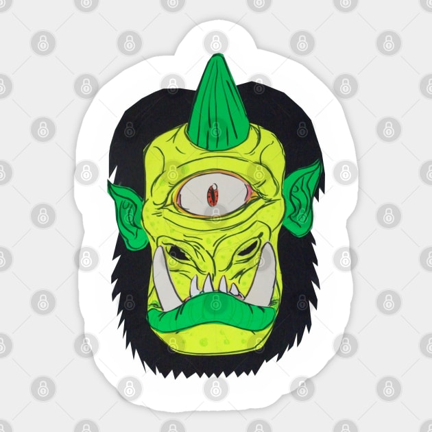 Cyclops Monster Mask Cardboard Papercraft Sticker by JaydenHardingArt